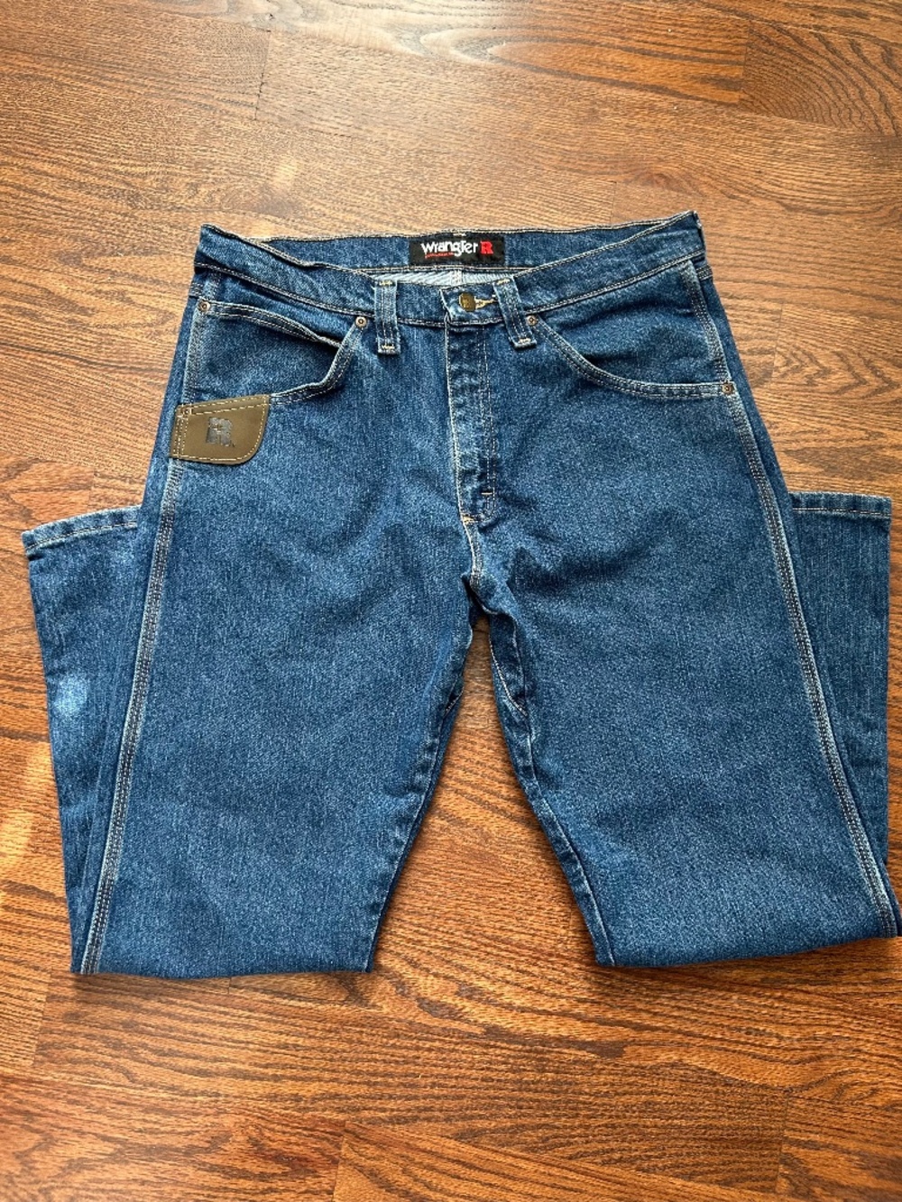 Wrangler Riggs Workwear Jeans Mens 33x30 Relaxed Fit Stretch Denim Pants Blue